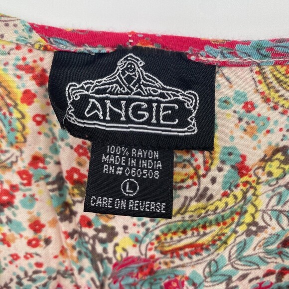 Angie Women Multicolor Paisley Round Neck Knee Length Fit And Flare Dress Size L - Picture 8 of 8